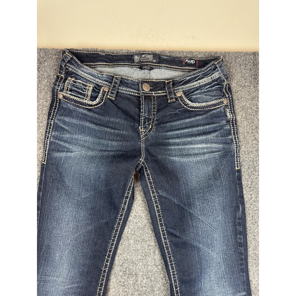 Silver Jeans Women's 31x33 Dark Blue Aiko Bootcut Embroidered Western Glove - Picture 6 of 10